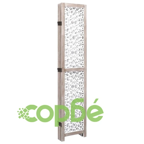 Параван за стая, 5 панела, бял, 175x165 cм, масивна дървесина ➤ топ цена ➤ sorbe.bg