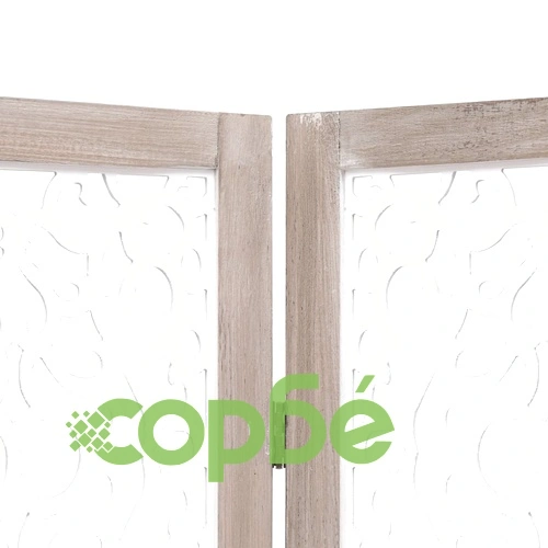 Параван за стая, 5 панела, бял, 175x165 cм, масивна дървесина ➤ топ цена ➤ sorbe.bg