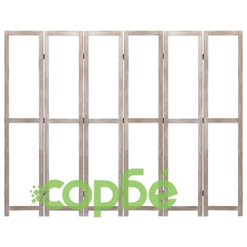 Параван за стая, 6 панела, бял, 210x165 cм, масивна дървесина ➤ топ цена ➤ sorbe.bg