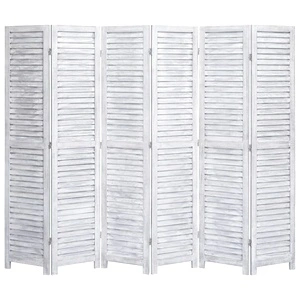 Параван за стая, 6 панела, сив, 210x165 cм, дърво