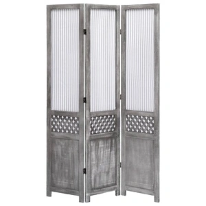 Параван за стая, 3 панела, сив, 105x165 cм, текстил