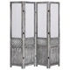 Параван за стая, 4 панела, сив, 140x165 cм, текстил