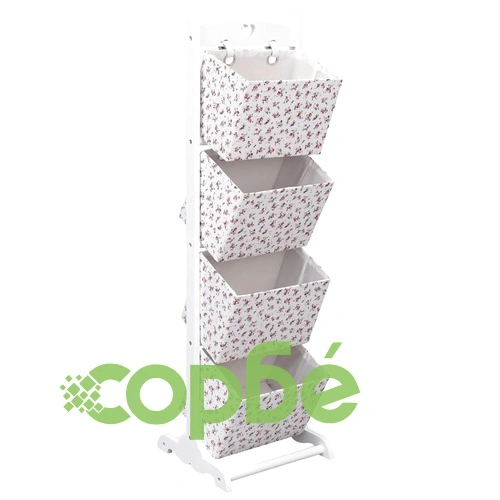 Етажерка с 4 кошници, на цветя, 35x35x125 см, дърво ➤ топ цена ➤ sorbe.bg