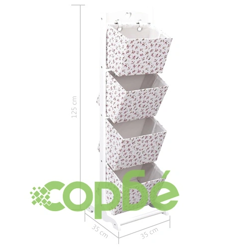 Етажерка с 4 кошници, на цветя, 35x35x125 см, дърво ➤ топ цена ➤ sorbe.bg