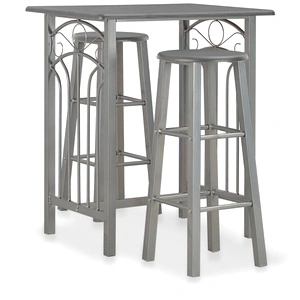 Бар комплект от 3 части, дърво и стомана, антрацит