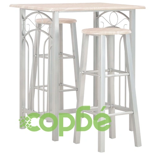 Бар комплект от 3 части, дърво и стомана ➤ топ цена ➤ sorbe.bg