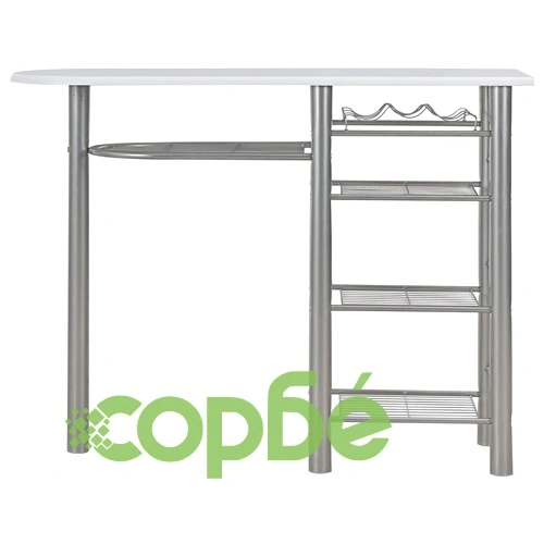 Бар комплект от 3 части с рафтове, дърво и стомана, бял ➤ топ цена ➤ sorbe.bg