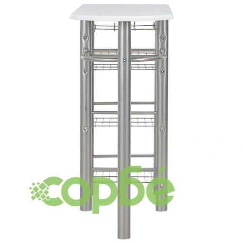 Бар комплект от 3 части с рафтове, дърво и стомана, бял ➤ топ цена ➤ sorbe.bg