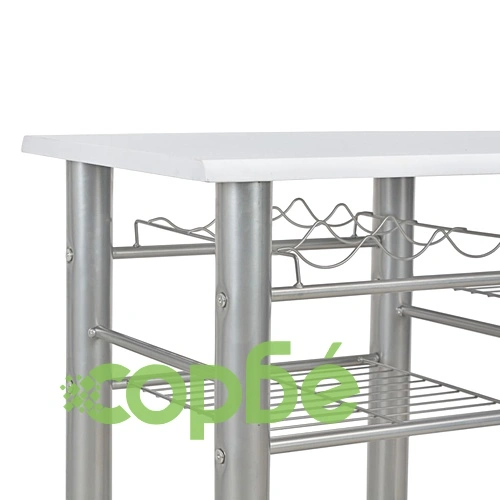 Бар комплект от 3 части с рафтове, дърво и стомана, бял ➤ топ цена ➤ sorbe.bg