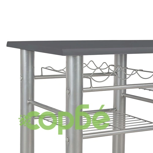 Бар комплект от 3 части с рафтове, дърво и стомана, черен ➤ топ цена ➤ sorbe.bg