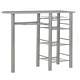 Бар комплект от 3 части с рафтове, дърво и стомана, сив