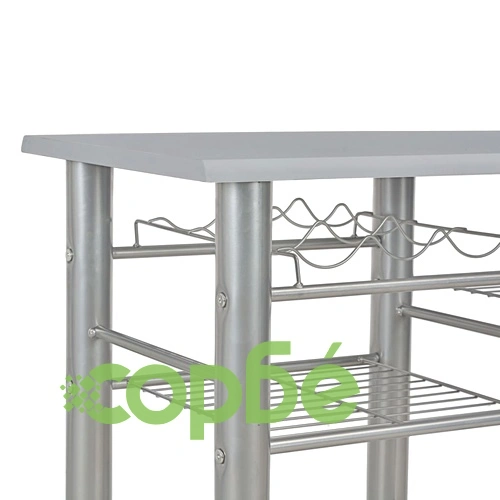 Бар комплект от 3 части с рафтове, дърво и стомана, сив ➤ топ цена ➤ sorbe.bg