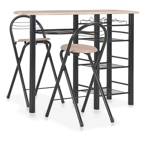 Бар комплект от 3 части с рафтове, дърво и стомана