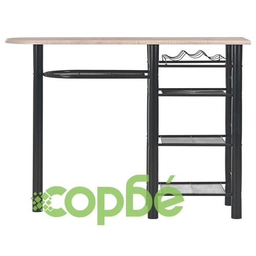 Бар комплект от 3 части с рафтове, дърво и стомана ➤ топ цена ➤ sorbe.bg