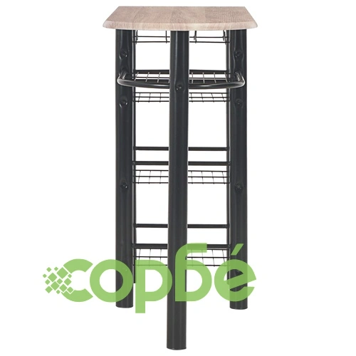 Бар комплект от 3 части с рафтове, дърво и стомана ➤ топ цена ➤ sorbe.bg