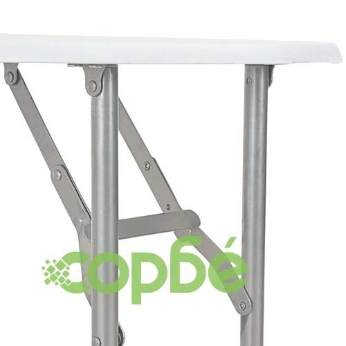 Сгъваем трапезен комплект с рафт, 3 части, МДФ и стомана, бял ➤ топ цена ➤ sorbe.bg