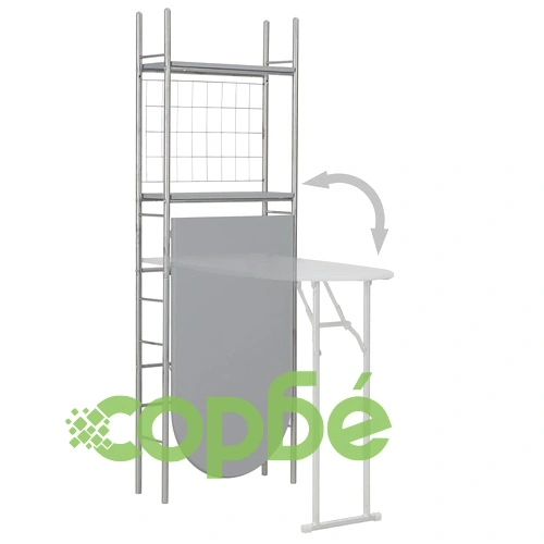 Сгъваем трапезен комплект с рафт, 3 части, МДФ и стомана, сив ➤ топ цена ➤ sorbe.bg