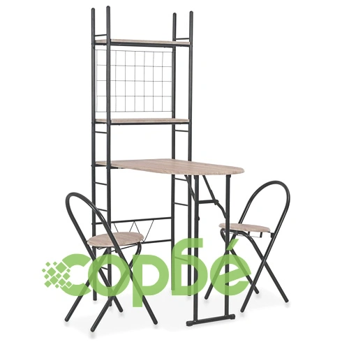 Сгъваем трапезен комплект с рафт, 3 части, МДФ и стомана ➤ топ цена ➤ sorbe.bg