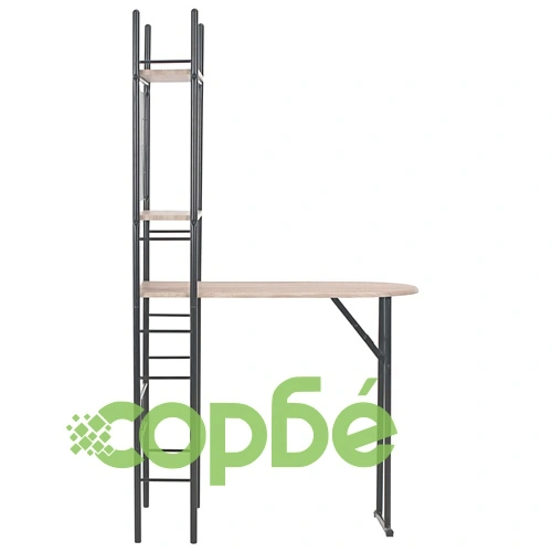 Сгъваем трапезен комплект с рафт, 3 части, МДФ и стомана ➤ топ цена ➤ sorbe.bg