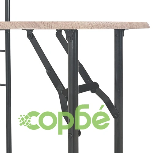 Сгъваем трапезен комплект с рафт, 3 части, МДФ и стомана ➤ топ цена ➤ sorbe.bg