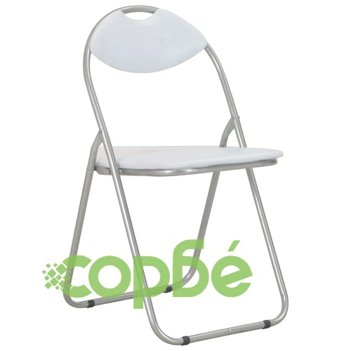 Сгъваеми трапезни столове, 6 бр, бели, изкуствена кожа ➤ топ цена ➤ sorbe.bg
