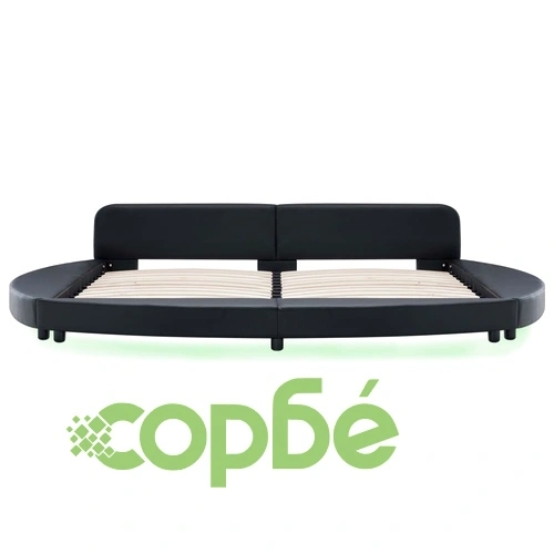 Рамка за легло с LED, черна, изкуствена кожа, 180x200 cм ➤ топ цена ➤ sorbe.bg