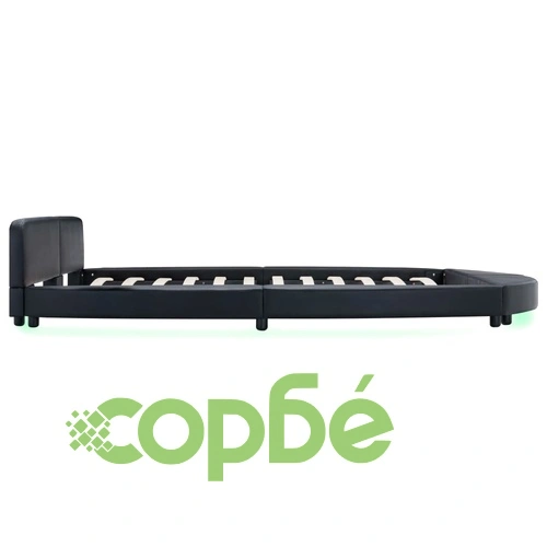 Рамка за легло с LED, черна, изкуствена кожа, 180x200 cм ➤ топ цена ➤ sorbe.bg