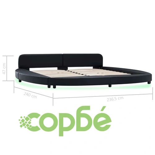 Рамка за легло с LED, черна, изкуствена кожа, 180x200 cм ➤ топ цена ➤ sorbe.bg