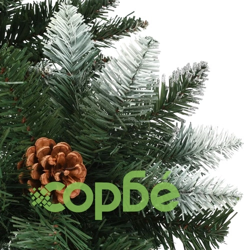 Изкуствено коледно дърво с шишарки и бели връхчета, 150 см  ➤ топ цена ➤ sorbe.bg
