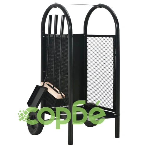 Количка за дърва, черна, 30x35x81 см, стомана ➤ топ цена ➤ sorbe.bg