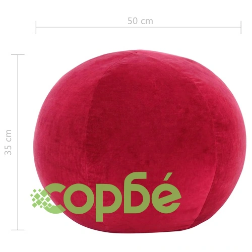 Пуф, памучно кадифе, 50x35 см, червен ➤ топ цена ➤ sorbe.bg