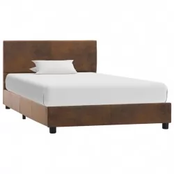 Рамка за легло, кафява, изкуствен велур, 100x200 см