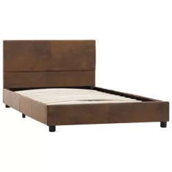 Рамка за легло, кафява, изкуствен велур, 100x200 см