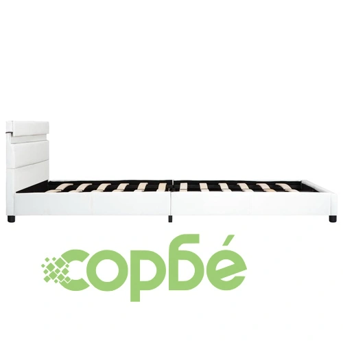 Рамка за легло с LED, бяла, изкуствена кожа, 120x200 cм ➤ топ цена ➤ sorbe.bg