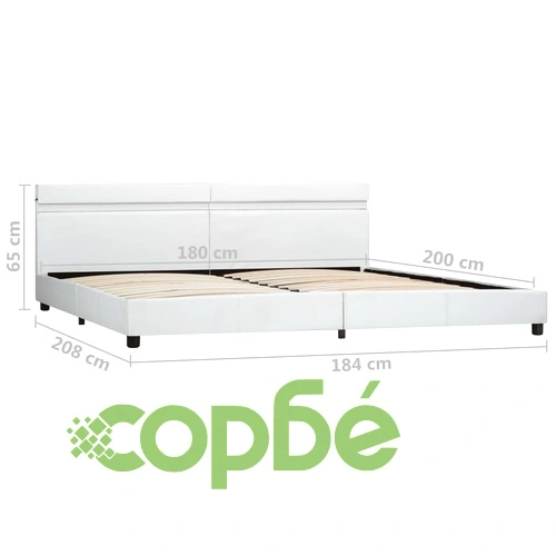 Рамка за легло с LED, бяла, изкуствена кожа, 180x200 cм ➤ топ цена ➤ sorbe.bg