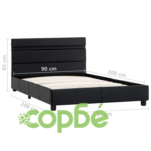 Рамка за легло с LED, черна, изкуствена кожа, 90x200 cм ➤ топ цена ➤ sorbe.bg