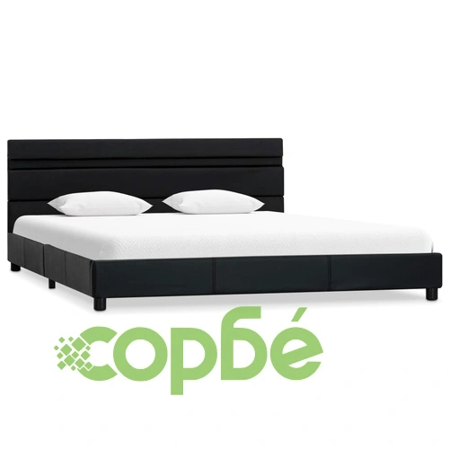 Рамка за легло с LED, черна, изкуствена кожа, 120x200 cм ➤ топ цена ➤ sorbe.bg