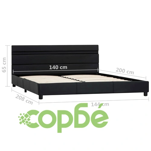Рамка за легло с LED, черна, изкуствена кожа, 140x200 cм ➤ топ цена ➤ sorbe.bg