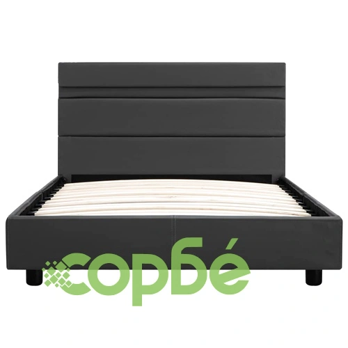 Рамка за легло с LED, сива, изкуствена кожа, 100x200 cм ➤ топ цена ➤ sorbe.bg