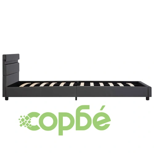 Рамка за легло с LED, сива, изкуствена кожа, 100x200 cм ➤ топ цена ➤ sorbe.bg