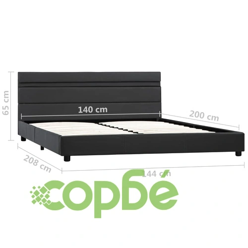 Рамка за легло с LED, сива, изкуствена кожа, 140x200 cм ➤ топ цена ➤ sorbe.bg
