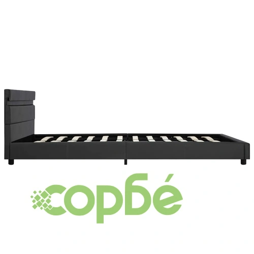 Рамка за легло с LED, сива, изкуствена кожа, 160x200 cм ➤ топ цена ➤ sorbe.bg