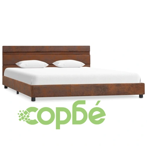 Рамка за легло с LED, кафява, текстил, 120x200 см ➤ топ цена ➤ sorbe.bg