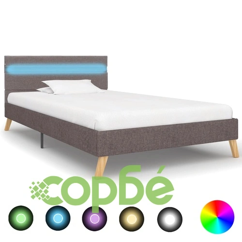 Рамка за легло с LED, светлосива, текстил, 100x200 см ➤ топ цена ➤ sorbe.bg