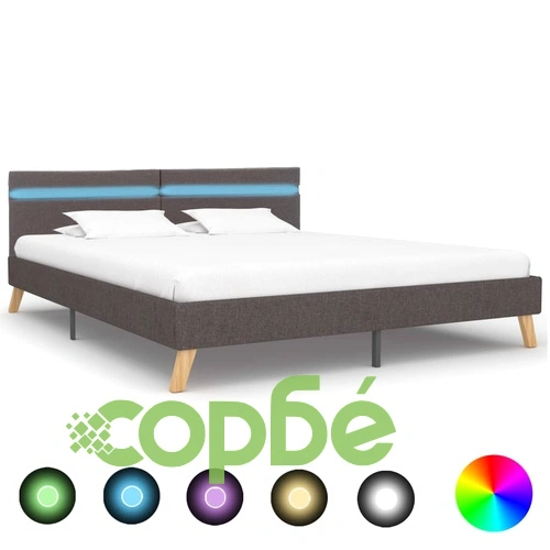 Рамка за легло с LED, светлосива, текстил, 160x200 см ➤ топ цена ➤ sorbe.bg