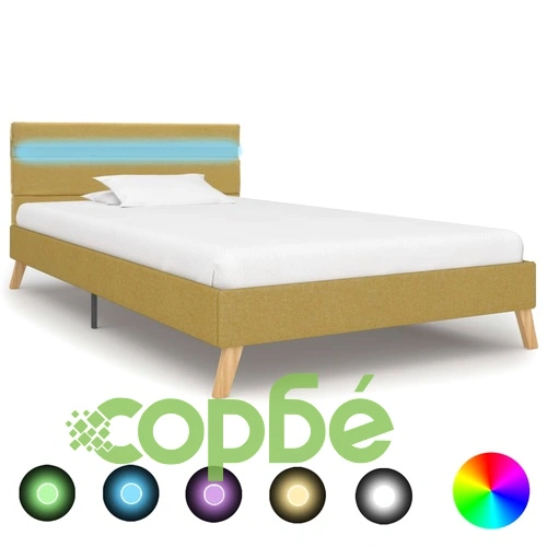 Рамка за легло с LED, зелена, текстил, 90x200 см ➤ топ цена ➤ sorbe.bg