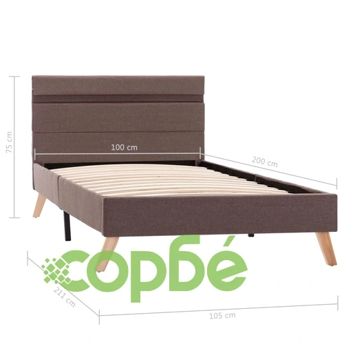 Рамка за легло с LED, таупе, текстил, 100x200 см ➤ топ цена ➤ sorbe.bg