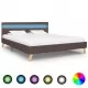 Рамка за легло с LED, таупе, текстил, 140x200 см
