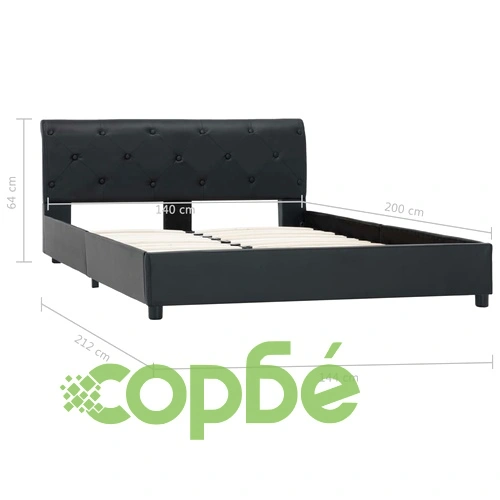 Рамка за легло, черна, изкуствена кожа, 140x200 cм ➤ топ цена ➤ sorbe.bg