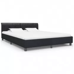 Рамка за легло, черна, изкуствена кожа, 160x200 cм